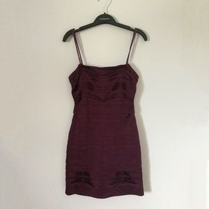 BCBG MaxAzria Burgundy Strapless Bodycon Dress